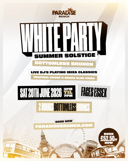 All White Summer Solstice Bottomless Brunch | Saturday 20th June