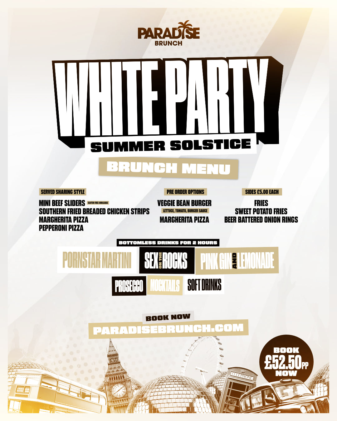 All White Summer Solstice Bottomless Brunch | Saturday 20th June